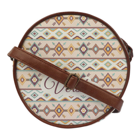 Multicoloured Printed Round Structured Sling Bag - Uncommongifts.in