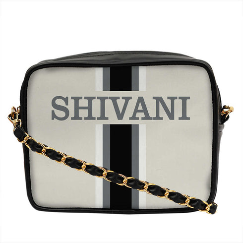 Canvas Customized Striped Sling Bag - Uncommongifts.in