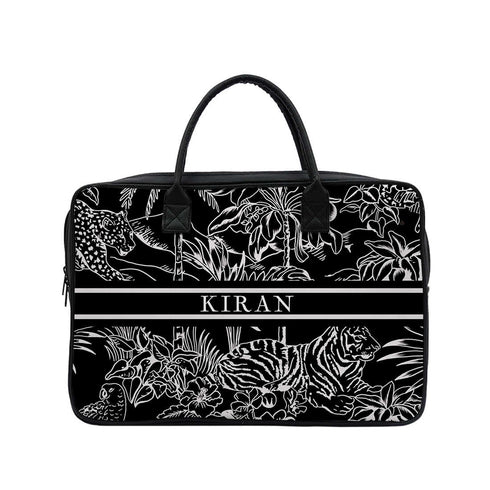 Customized Animal Printed Canvas and PU Laptop Bag - Uncommongifts.in