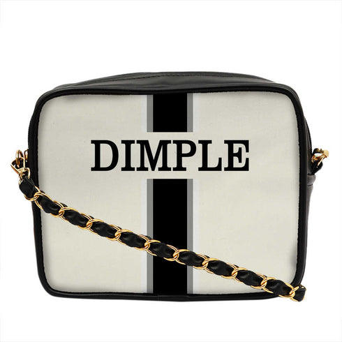 Customized White Striped Sling Bag - Uncommongifts.in