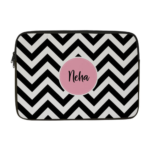 Black Printed Personalised Laptop Sleeve/Cover - Uncommongifts.in