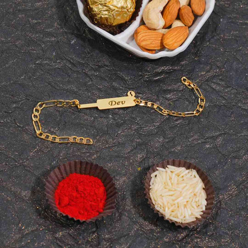 Personalised Gold Bracelet Rakhi For Brother