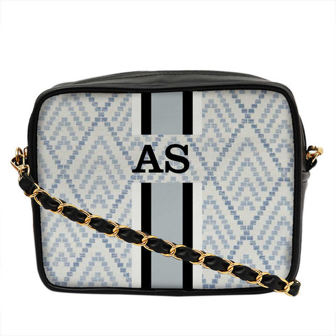 Geometric Customized Striped Sling Bag - Uncommongifts.in