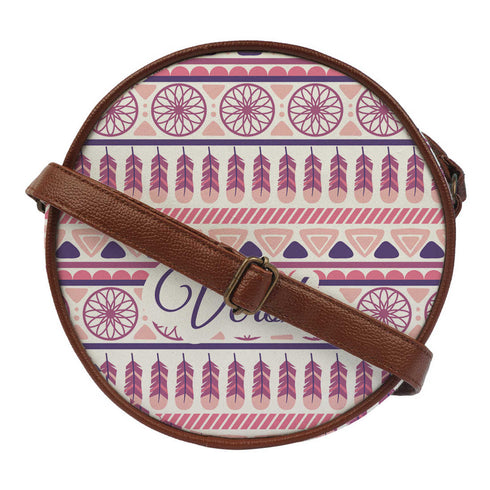 Multicoloured Printed Round Structured Sling Bag - Uncommongifts.in