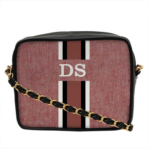 Customized Pink Striped Sling Bag - Uncommongifts.in