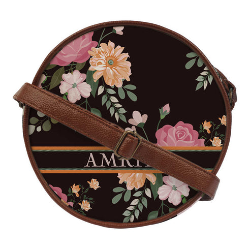 Black Floral Printed Swagger Sling Bag - Uncommongifts.in