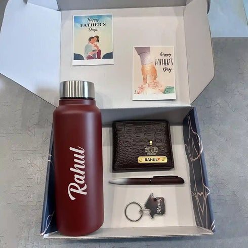 Personalized Men Wallet with Bottle Combo | Fathers Day