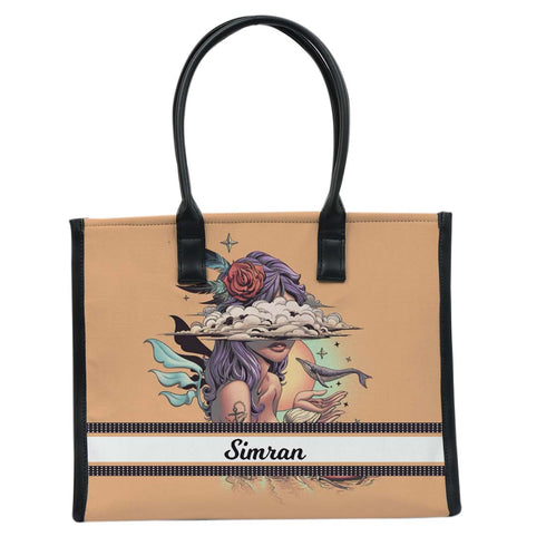 Personalised Girl Printed Box Tote Bag - Uncommongifts.in