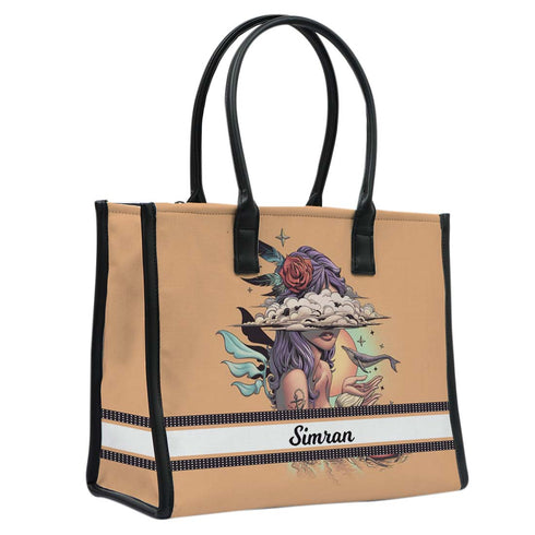 Personalised Girl Printed Box Tote Bag - Uncommongifts.in