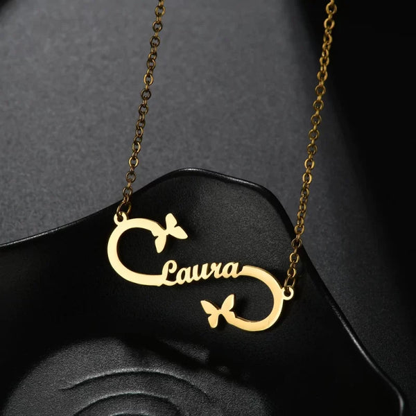 Personalised Infinity Butterfly Name Pendant - Uncommongifts.in