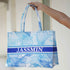 Customized Floral Printed Blue Handheld Box Bag - Uncommongifts.in