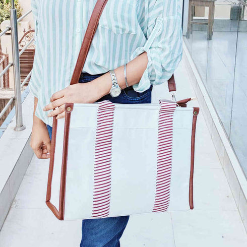 Personalised White & Brown Woody Tote Bag