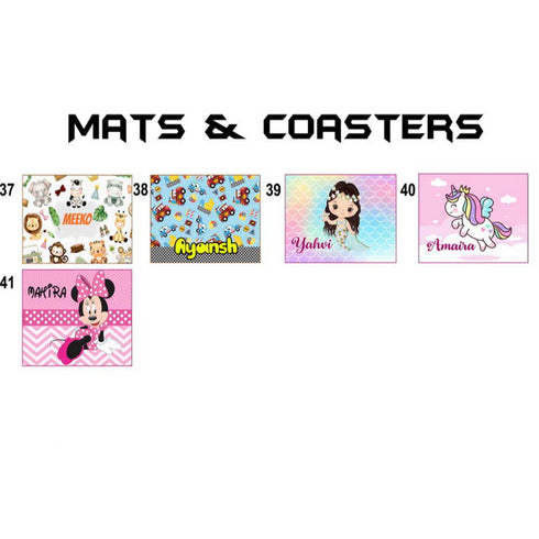 Personalised Cartoon Printed Kids Dinner Mat Set