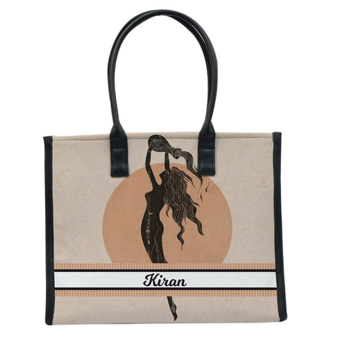 Personalised Girl Printed Box Tote Bag - Uncommongifts.in