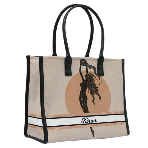 Personalised Girl Printed Box Tote Bag - Uncommongifts.in