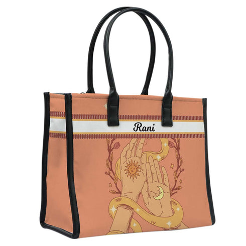 Personalised Hand Girl Printed Box Tote Bag - Uncommongifts.in