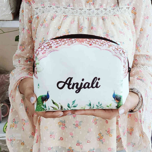 Personalised Peacock Printed Box Pouch