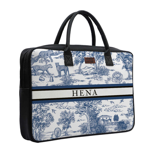 Customized Animal Printed Canvas and PU Laptop Bag - Uncommongifts.in