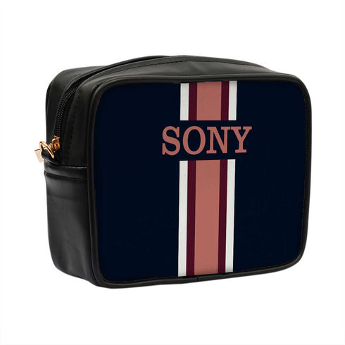 Canvas Customized Black Striped Sling Bag - Uncommongifts.in