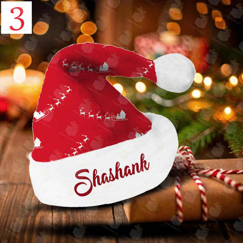 Personalised Red Velvet Printed Christmas Cap