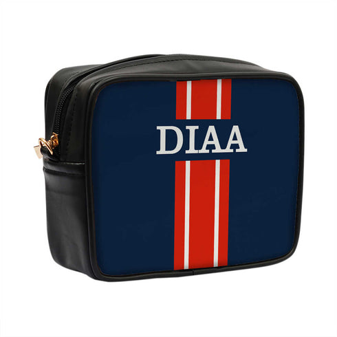 Navy Blue Customized Red Striped Sling Bag - Uncommongifts.in