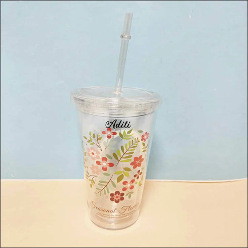 Personalised Floral Clear Sipper