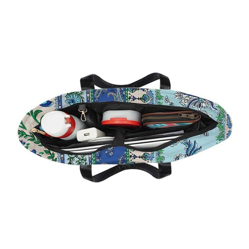 Blue Floral Print Women's Office Bag - Uncommongifts.in