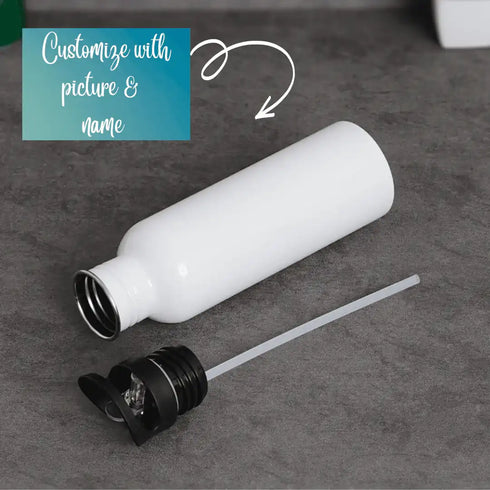 Personalised Printed Kids Steel Bottle With Straw