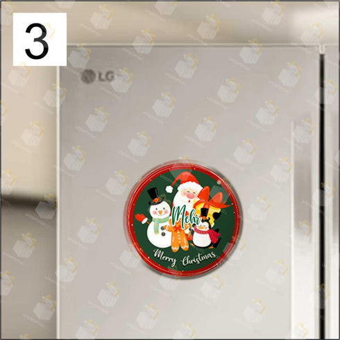 Personalised Merry Christmas Round Fridge Magnet