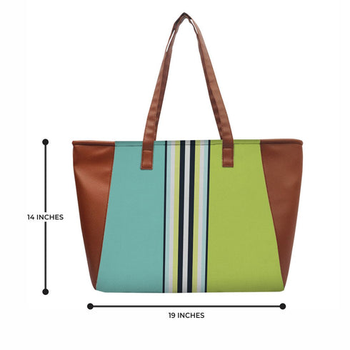 Colourblocked Structured Canvas Tote Bag - Uncommongifts.in