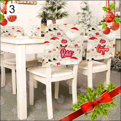 Personalised Christmas Velvet Chair Cover - Set of 4