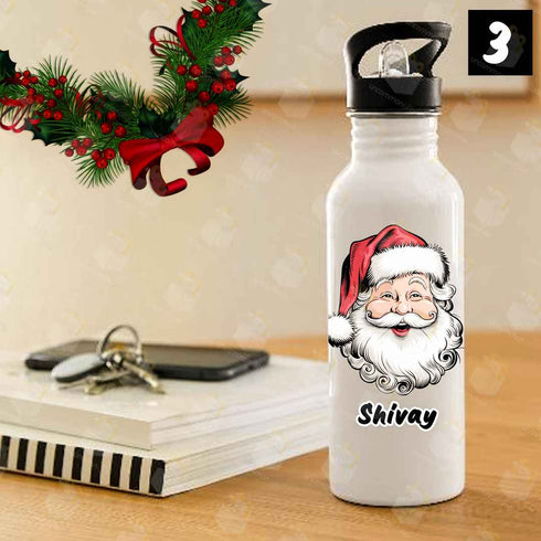 Personalised Steel Bottle With Straw for Christmas