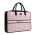 Baby Pink Geometric Customised Canvas and PU Laptop Bag - Uncommongifts.in