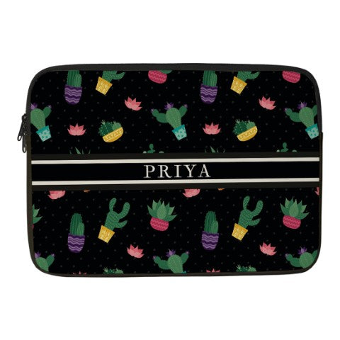 Personalised Black Printed Laptop Sleeve/Cover - Uncommongifts.in