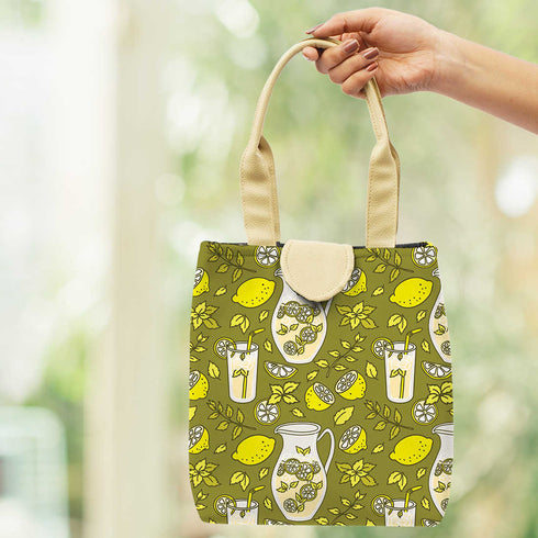 Printed Canvas Lunch Bag - Uncommongifts.in