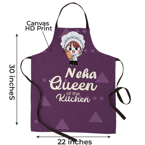 Crazy Corner Queen Of The Kitchen Printed Canvas Cotton Kitchen Apron - Uncommongifts.in