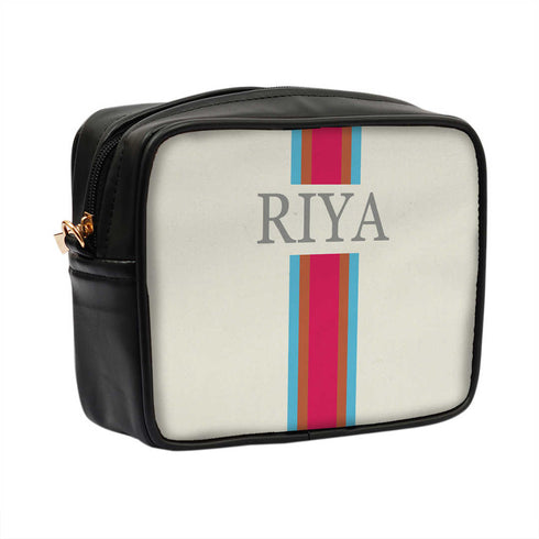 White Customized Pink Striped Sling Bag - Uncommongifts.in