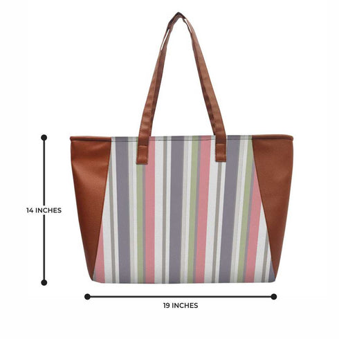 Striped Shoulder Tote Bag - Uncommongifts.in