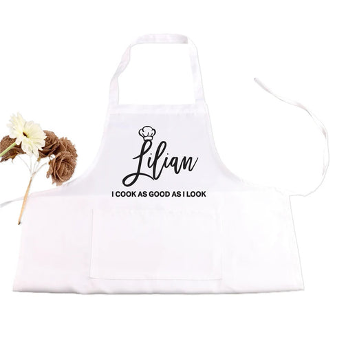 Personalised Canvas Cotton Kitchen Apron with Chef Hat