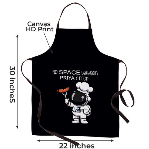 Crazy Corner No Space Between Me & Food Printed Canvas Cotton Kitchen Apron - Uncommongifts.in