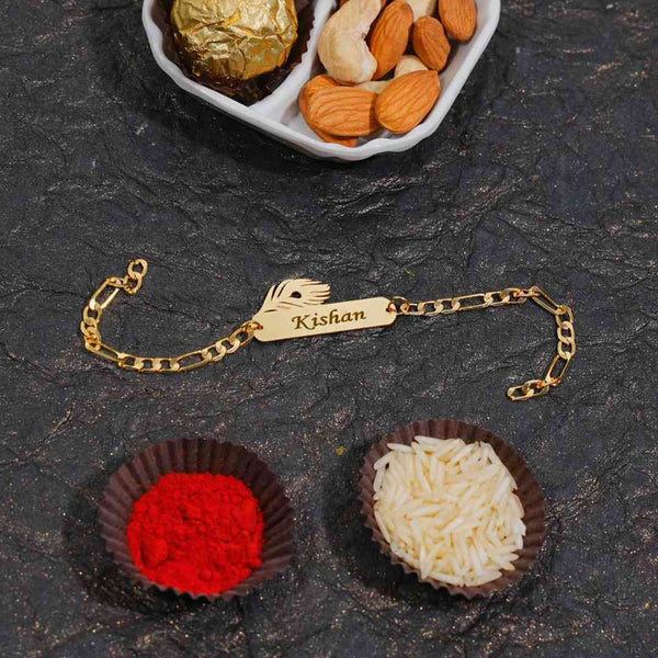 Personalised Gold Bracelet Rakhi For Brother