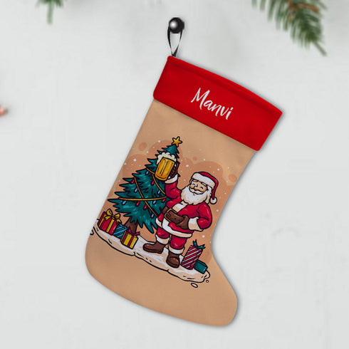 Personalized Christmas Santa Claus Decoration Socks - Uncommongifts.in