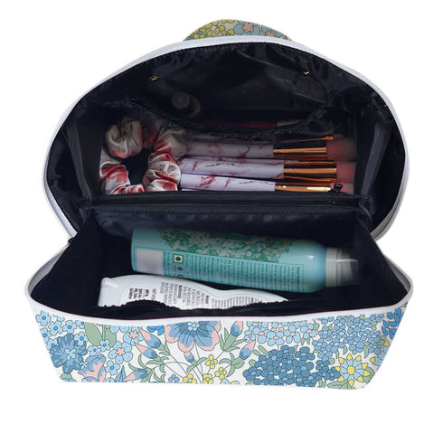 Personalised Floral Printed Travel Vanity Pouch for Women