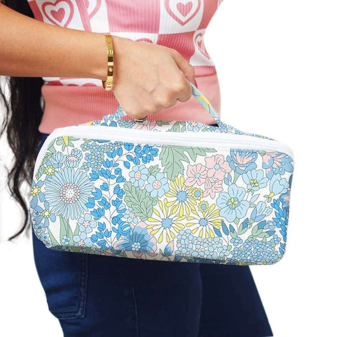 Personalised Floral Printed Travel Vanity Pouch for Women