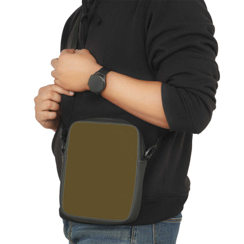 Olive Green Print Personalised Men Sling Bag - Uncommongifts.in