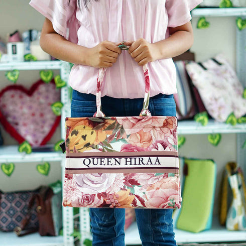 Customized Floral Printed Handheld Box Bag - Uncommongifts.in