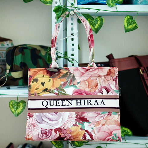 Customized Floral Printed Handheld Box Bag - Uncommongifts.in