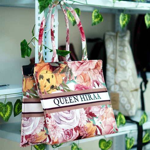 Customized Floral Printed Handheld Box Bag - Uncommongifts.in