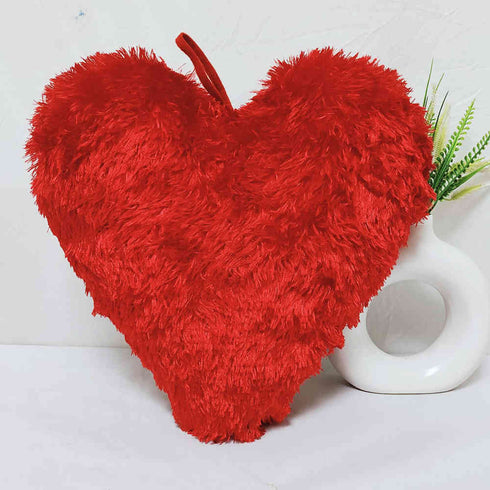 Personalized Red Fur Heart Pillow