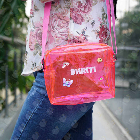 Personalised Jelly Sling Bag for Kids - Pink